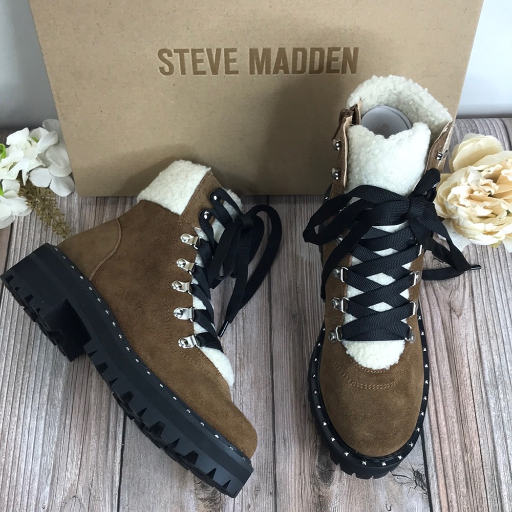 Steve Madden Brown Suede  Lace-Up Hiker Booties 6M